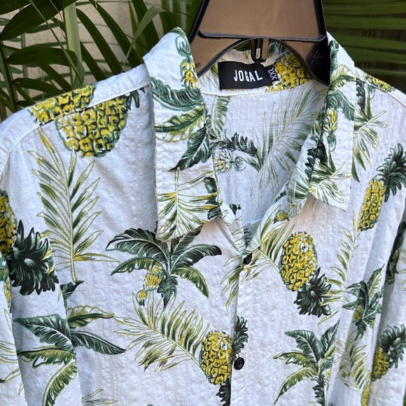 JOGAL Men's Pineapple Print Camp Shirt - XXL - Picture 4 of 7